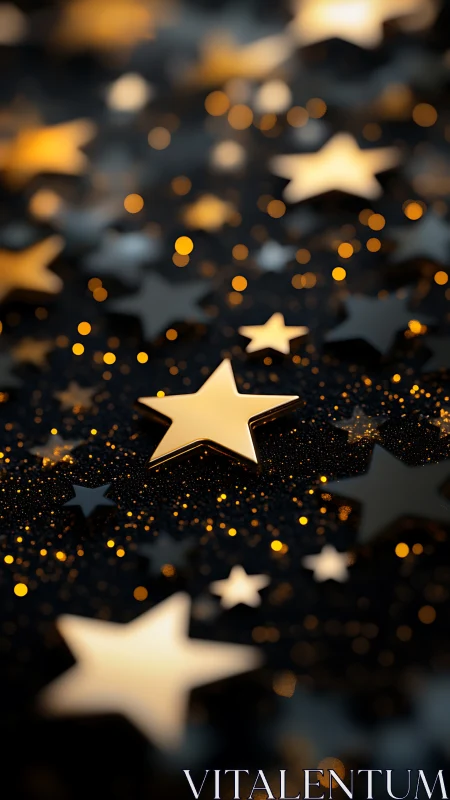 Golden star bokeh field renders shallow depth luminance