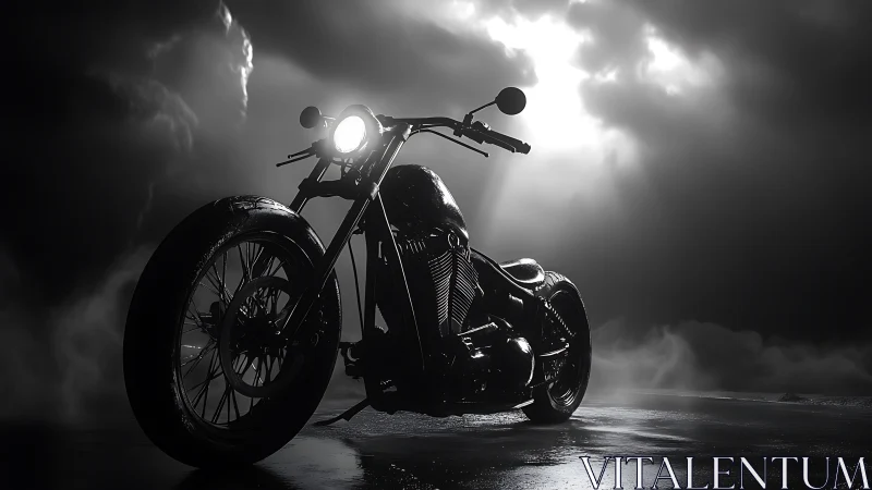 Midnight cruiser resting beneath storm-lit clouds.