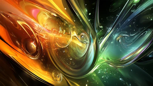 Liquid light vortexes collide in molten neon auroras of glass.