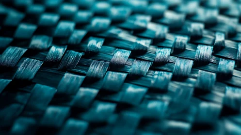 Teal woven fiber texture glows in shallow focus closeup.