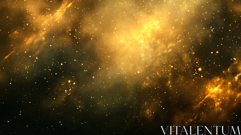 Golden interstellar dust cloud with dense starfield gradients