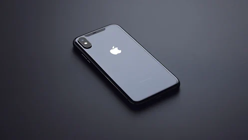 iPhone X smartphone displayed on neutral gray surface background