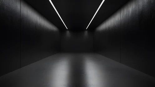 Linear LED corridor constructs a minimal, high-contrast void