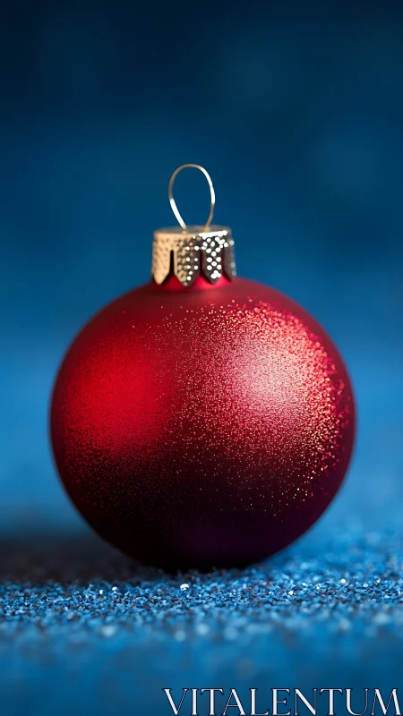 Macro study of red frosted ornament with shallow depth of field
