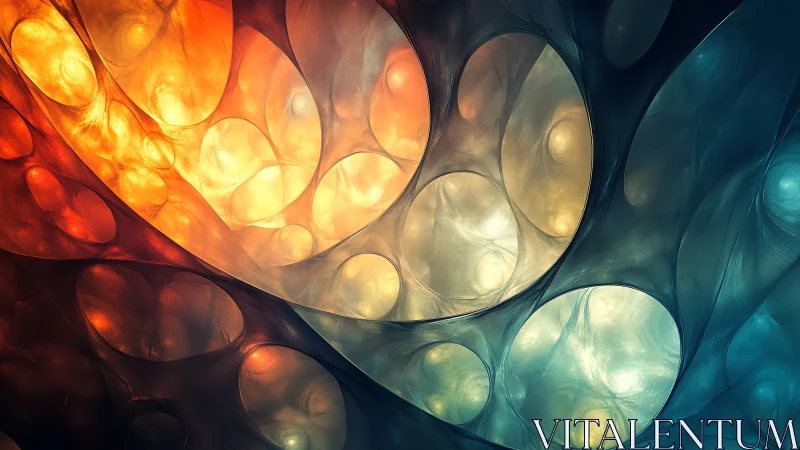 Fractal bubble shapes in flowing warm and cool colors.