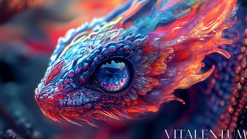 Bioluminescent dragon eye rendered in hyperchromatic detail