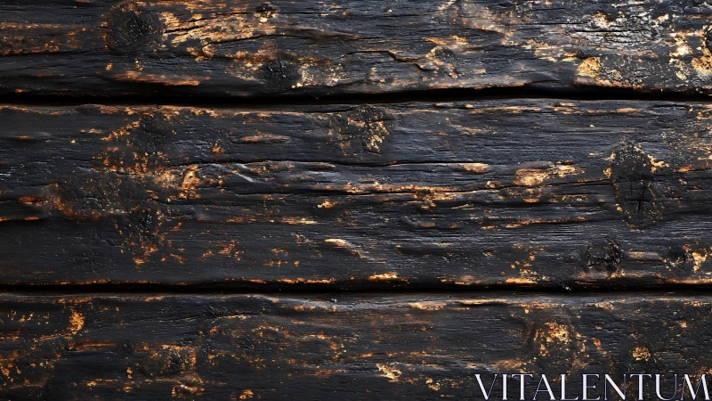 Charred wooden planks reveal warm golden undertones of age