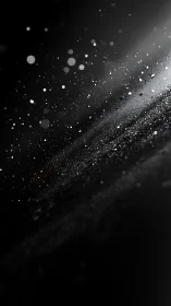 Streaking light particles over dark abstract gradient field.