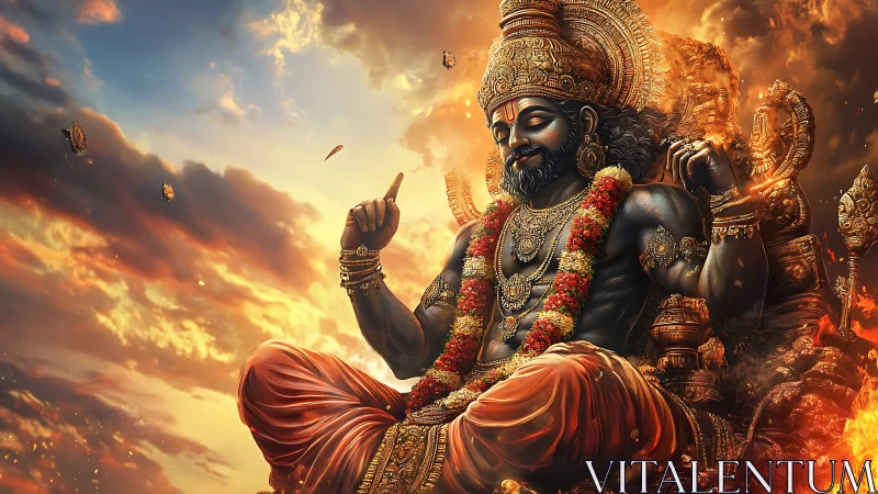 Radiant deity rests in warm golden light above glowing clouds