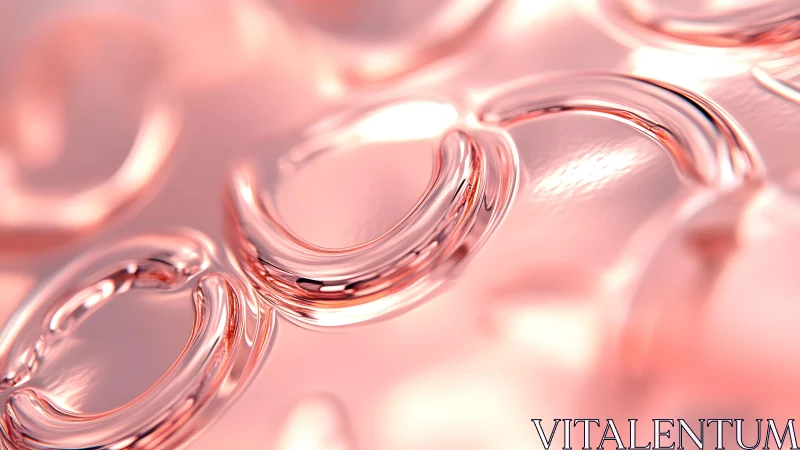 Abstract metallic loops in soft pink tones, modern 3D rendering.