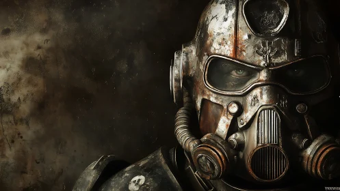 Weathered wasteland warrior in battle-scarred armor.