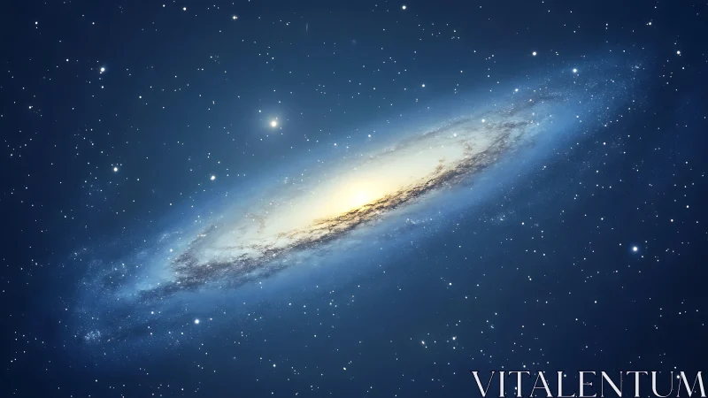 Spiral galaxy in deep space with dense star field view.