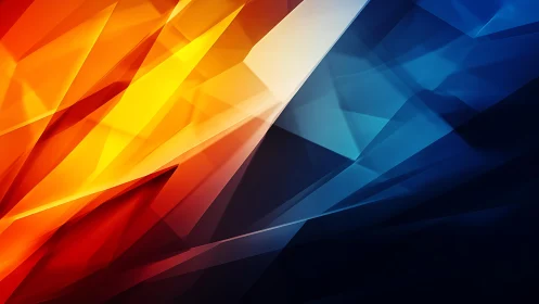 Vibrant Abstract Polygonal Background in Fiery and Cool Tones.
