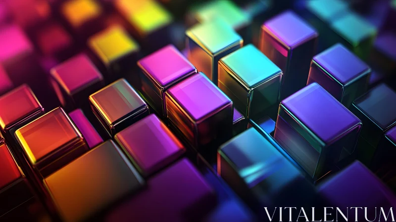 Vibrant 3D Cubes Abstract Art with Colorful Gradient Lighting.