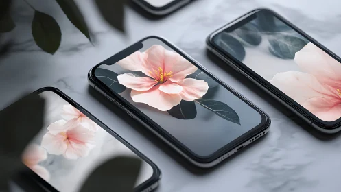 Elegant Floral Displays Blooming on Modern Phones.