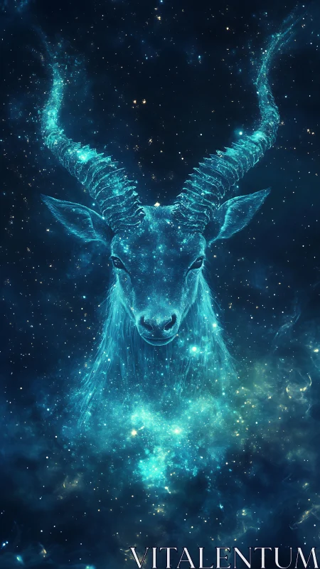 Celestial antelope form emerging from dense star field.