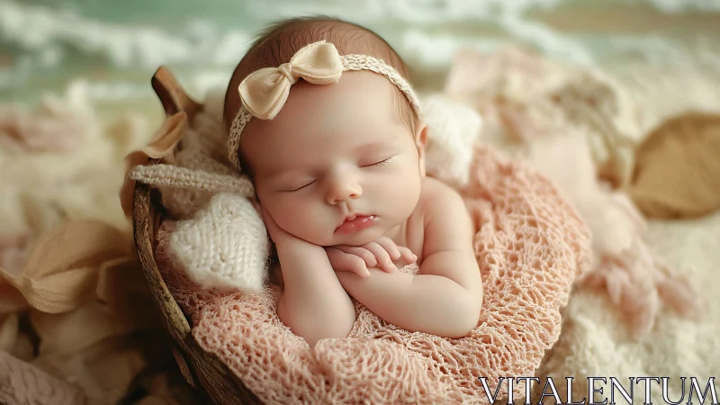 Peaceful Newborn Baby Rests Sweetly in Cozy Nest