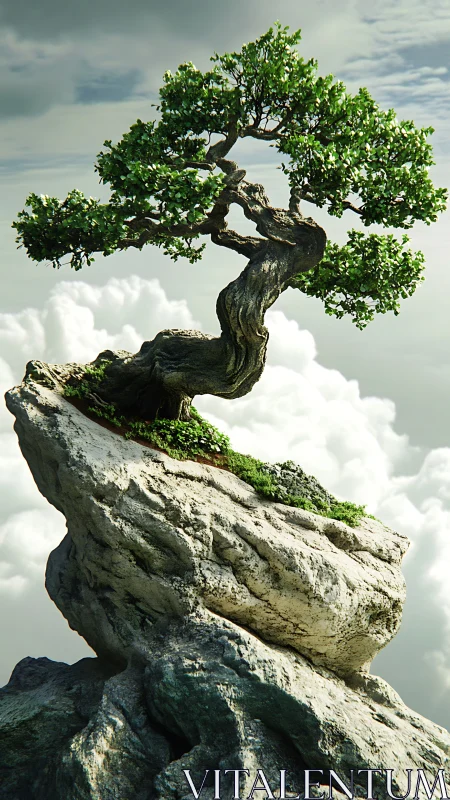 Sky-top bonsai sentinel curling above cloud kingdoms.