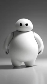 Minimalist 3D white character rendered in soft studio lighting