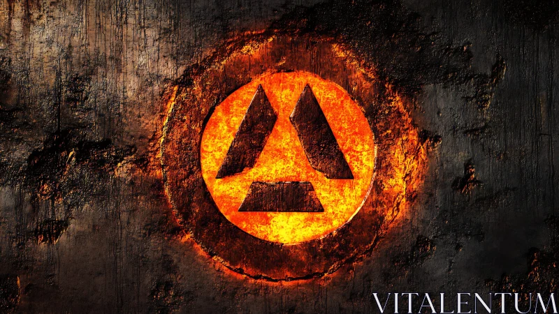 Incandescent Radiation Symbol Against Darkened Metallic Surface.