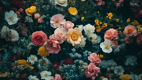 Garden at Twilight: Dense Floral Composition.