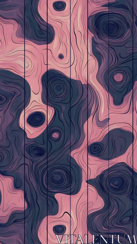 Abstract marbled woodgrain pattern renders topographic lines