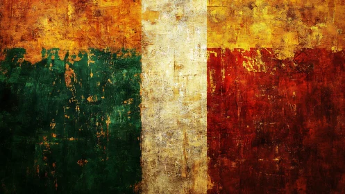 Textured tricolor flag artwork radiates bold rustic energy