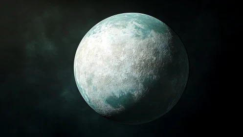 Icy textured planet sphere rendered against dark space