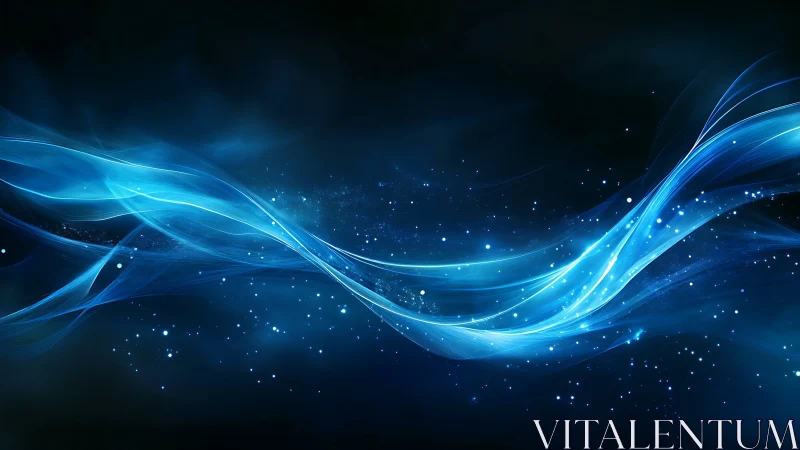 Electric blue energy ribbons arc through deep cosmic void