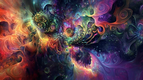 Cosmic rainbow swirls welcoming you into a dreamy galaxy.