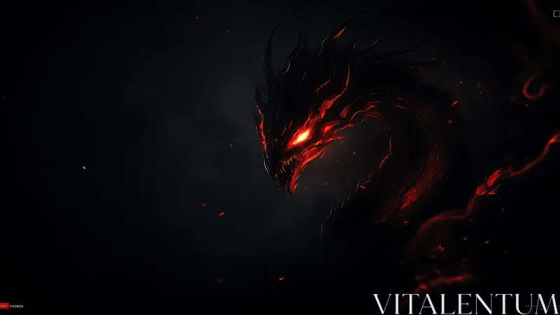 Infernal serpent profile in high-contrast ember-lit darkness.