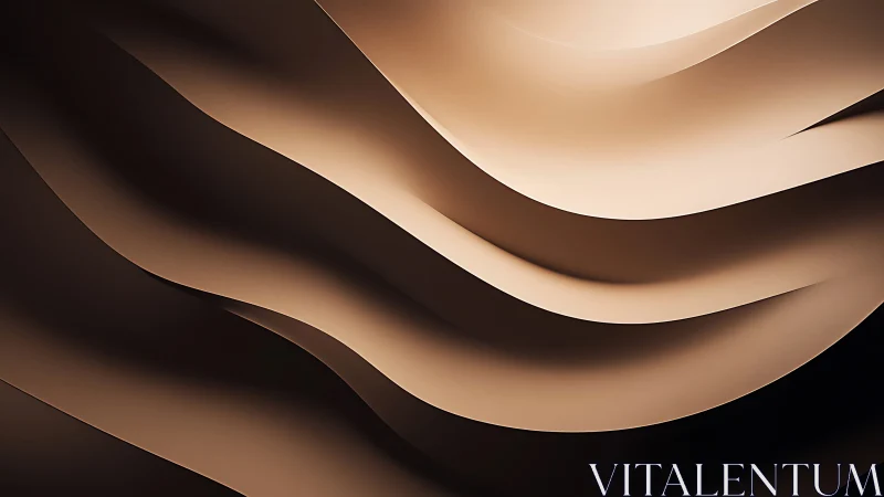 Layered satin wave surfaces in warm monochrome chiaroscuro