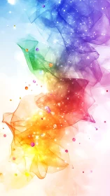 Colorful translucent waves with glowing star particles.