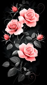 Coral Blooms Dance Against Obsidian Shadows