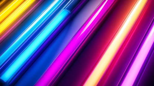 Spectral neon waveguides in diagonal chromatic convergence.