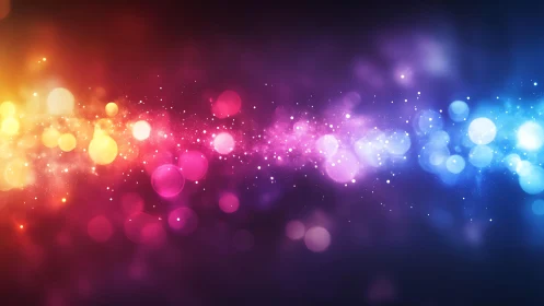 Vibrant abstract bokeh lights in a colorful cosmic swirl.