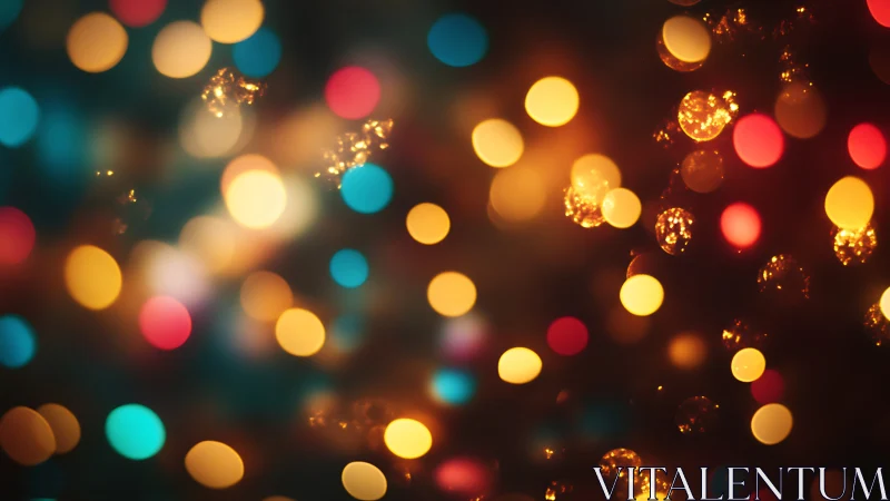 Defocused multicolor bokeh orbs with warm festive lighting field