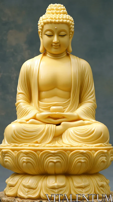 Golden Buddha statue rests in calm, radiant meditation