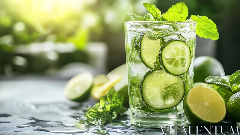 Refreshing Cucumber Mint Water Drink.