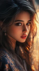 Portrait beauty glows in sunset backlight with rich detail.