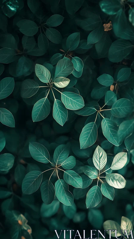 Emerald leaves unfold in soft light to create calming focus