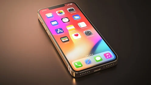 Premium iPhone with Vibrant Gradient Home Screen Display.