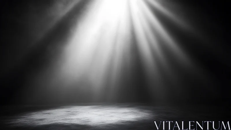 Spotlight beam illuminates textured floor in dark space