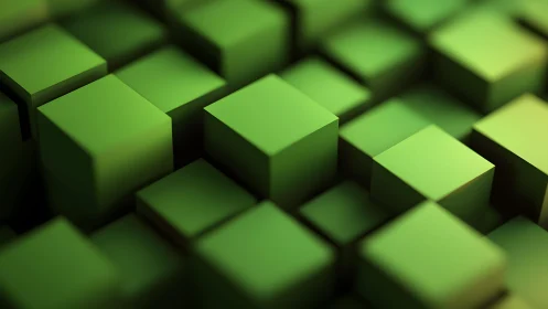 Green cubic array forms staggered geometric 3D surface