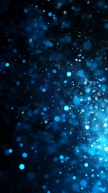 Bokeh particle field in deep blue digital painting style.
