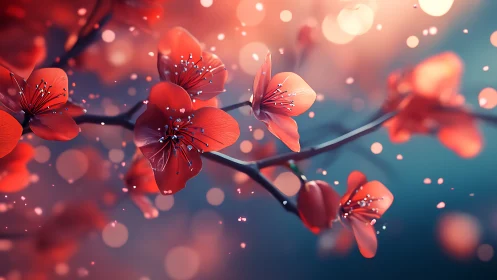 Bokeh-Enhanced Cherry Blossoms: Depth-Layered Floral Rendering with Chromatic Gradient.