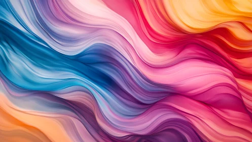 Multicolor flowing abstract waves in layered curved bands.