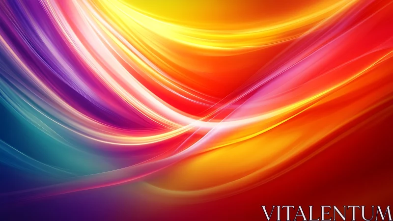 Curved multicolor light streaks on abstract gradient background.