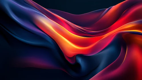 Flowing neon ribbons glide across a deep midnight canvas