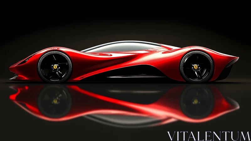 Sleek red concept supercar glowing with fluid elegance.